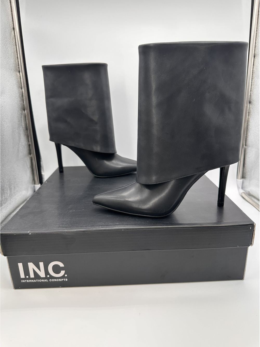 I.N.C. Sabeelp Black High Heel Ankle Boots Size 6.5